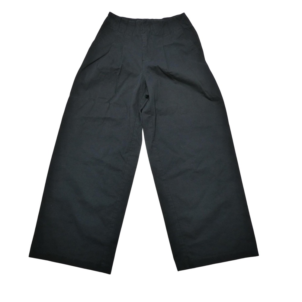 Future Collective Pants Womens 4 Black Twill Pleated Wide Leg Relaxed Fit